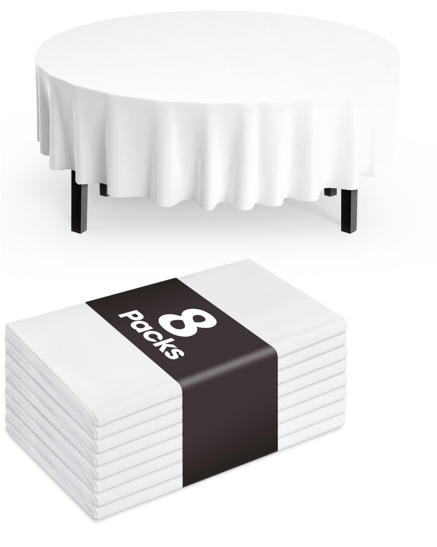 Pureegg Plastic Table Cloth Disposable 8 Pack, 54 x 108 Inch Table Cloths, Party, Picnic, Wedding, Decorative Tablecloths, Rectangle, White Plastic Cover, Leakproof & Sturdy, White