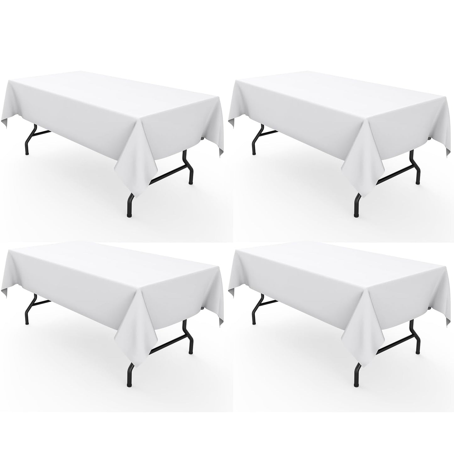 Pureegg Rectangle Table Cloth 60" x 102" – Durable Polyester Tablecloth Offers Reusable & Washable Protection, Ideal for Outdoor Party, Picnic, Wedding, Banquet and Birthday, 2 Pack, White