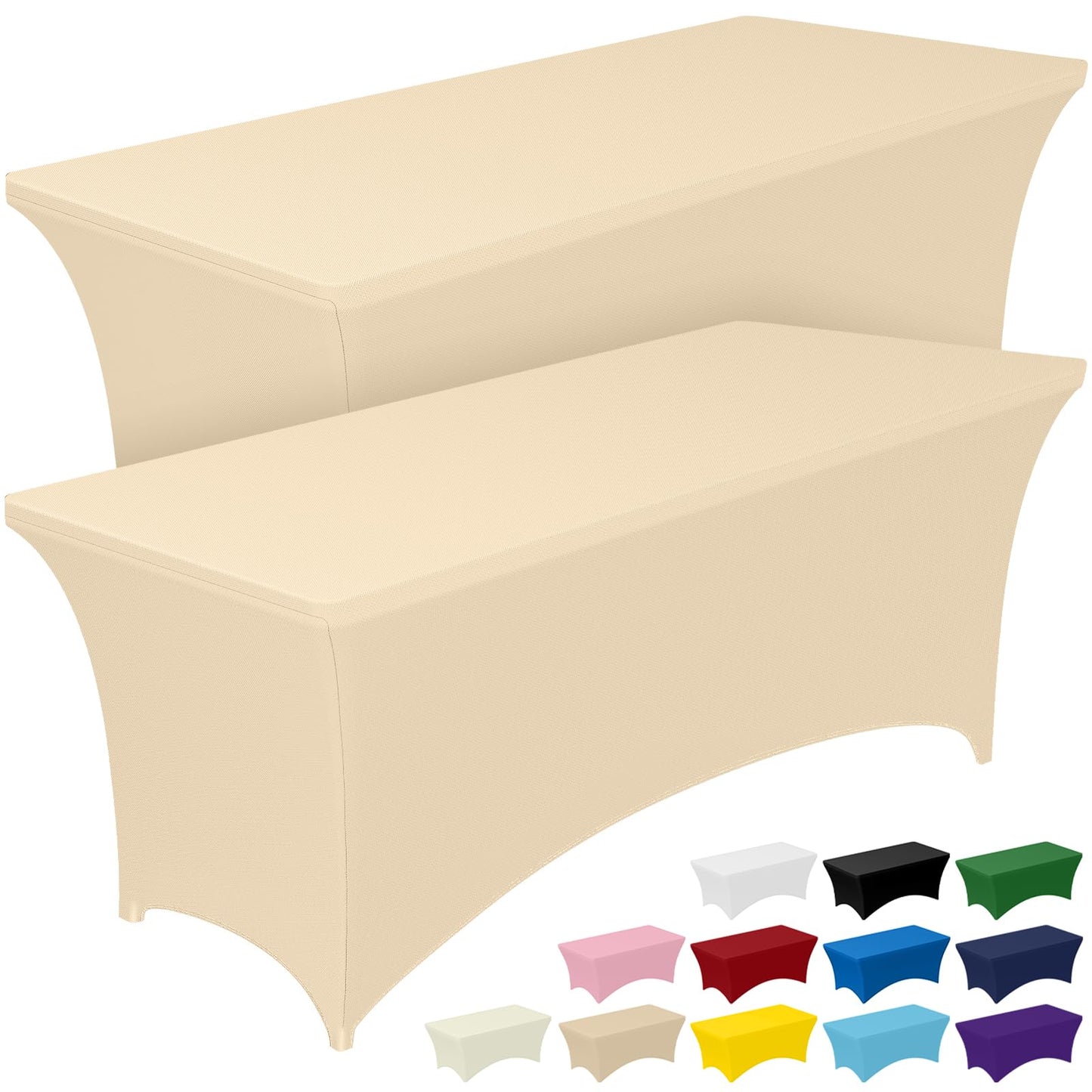 Pureegg Spandex Tablecloth 6ft - 2 Pack, Fitted and Tight Cloth for Rectangle Table, Wrinkle-Free and Stretch Table Cover for Party, Wedding, Banquet and Birthday, Black