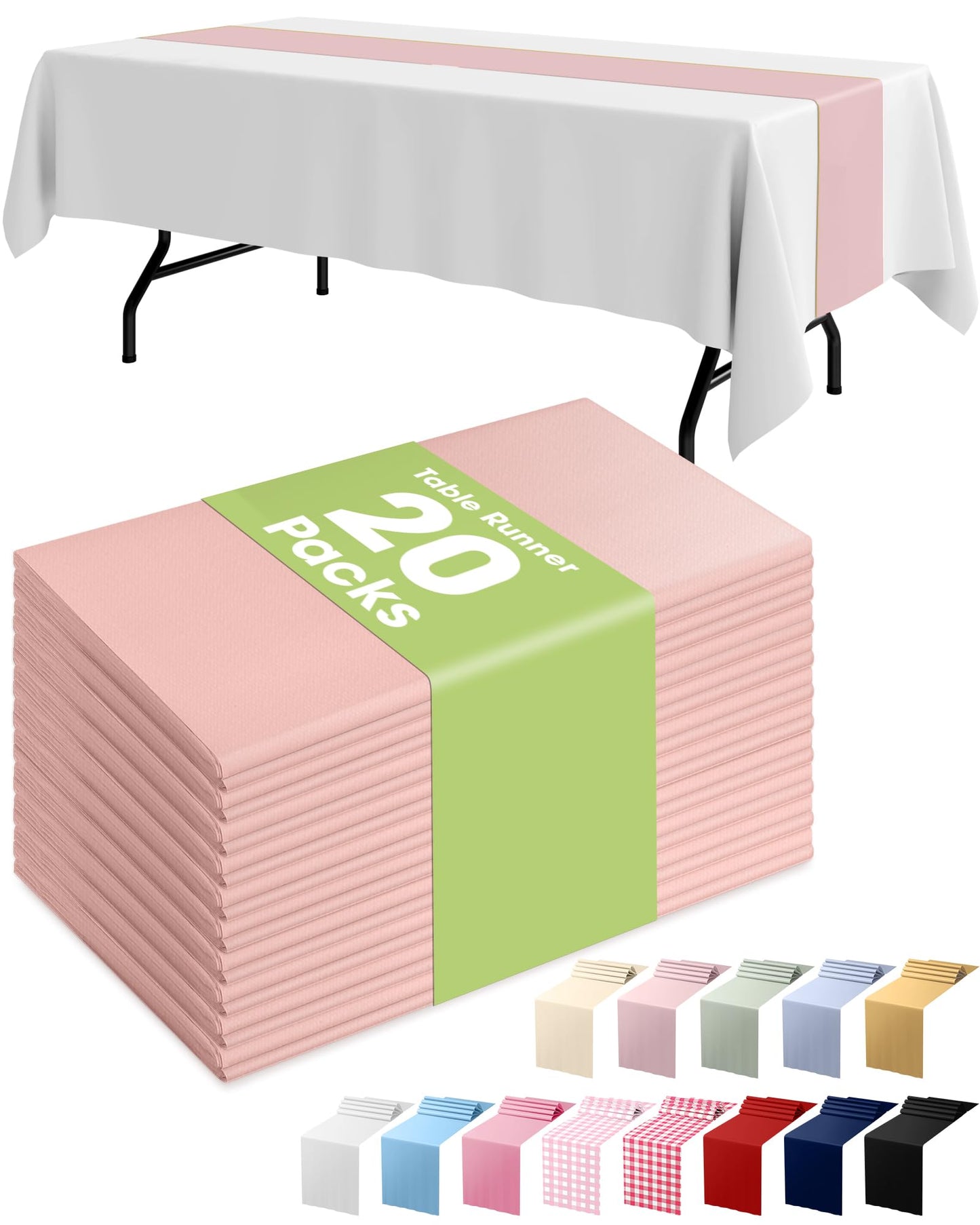 Pureegg Gold Plastic Table Runners - 10 Pack, 14'' x 108'', Water Resistant & Disposable Centerpiece Decorations for Table Cloth, Wedding, Birthday, Holiday, Baby Shower, Party, Home Decor