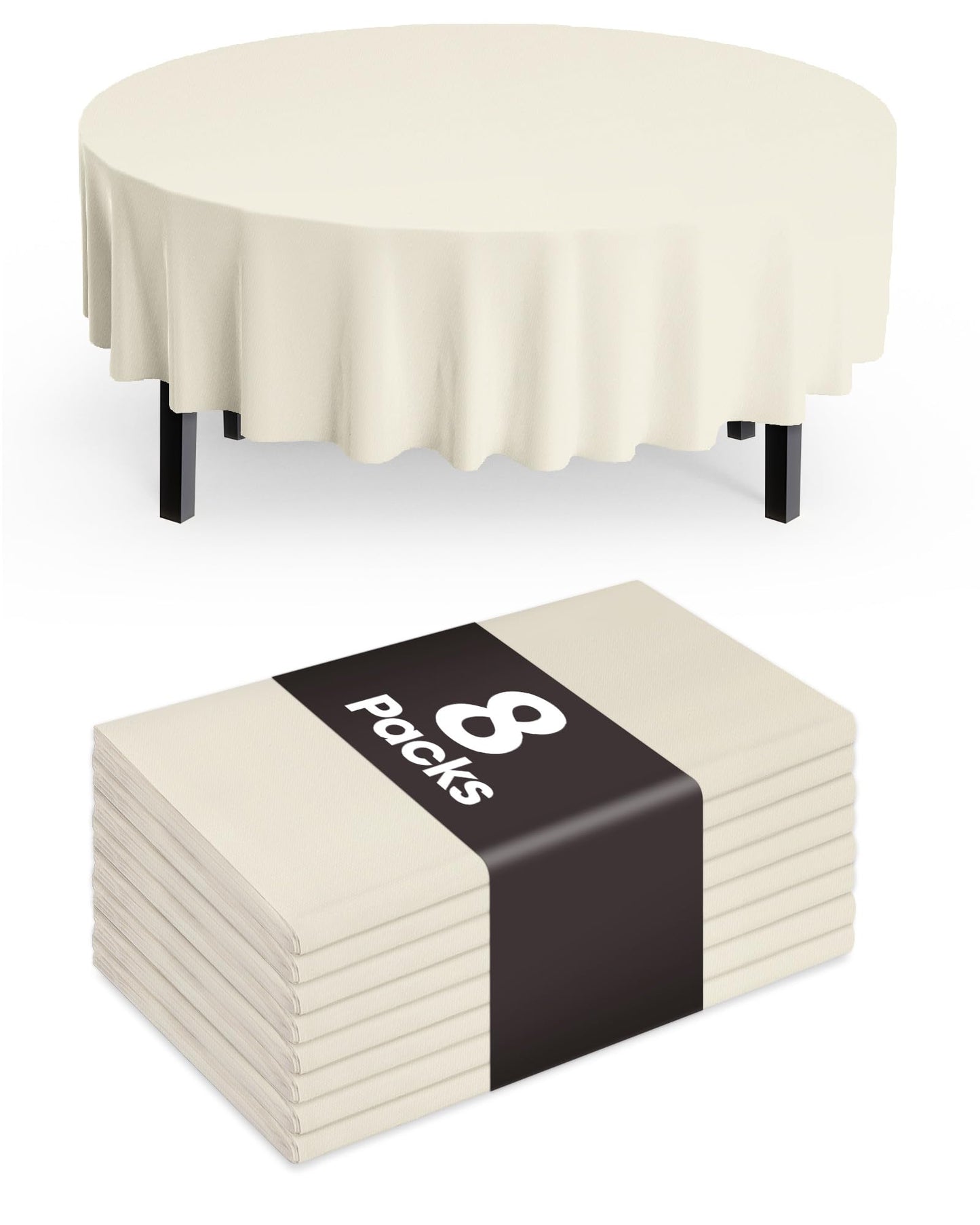 Pureegg Plastic Table Cloth Disposable 8 Pack, 54 x 108 Inch Table Cloths, Party, Picnic, Wedding, Decorative Tablecloths, Rectangle, White Plastic Cover, Leakproof & Sturdy, White