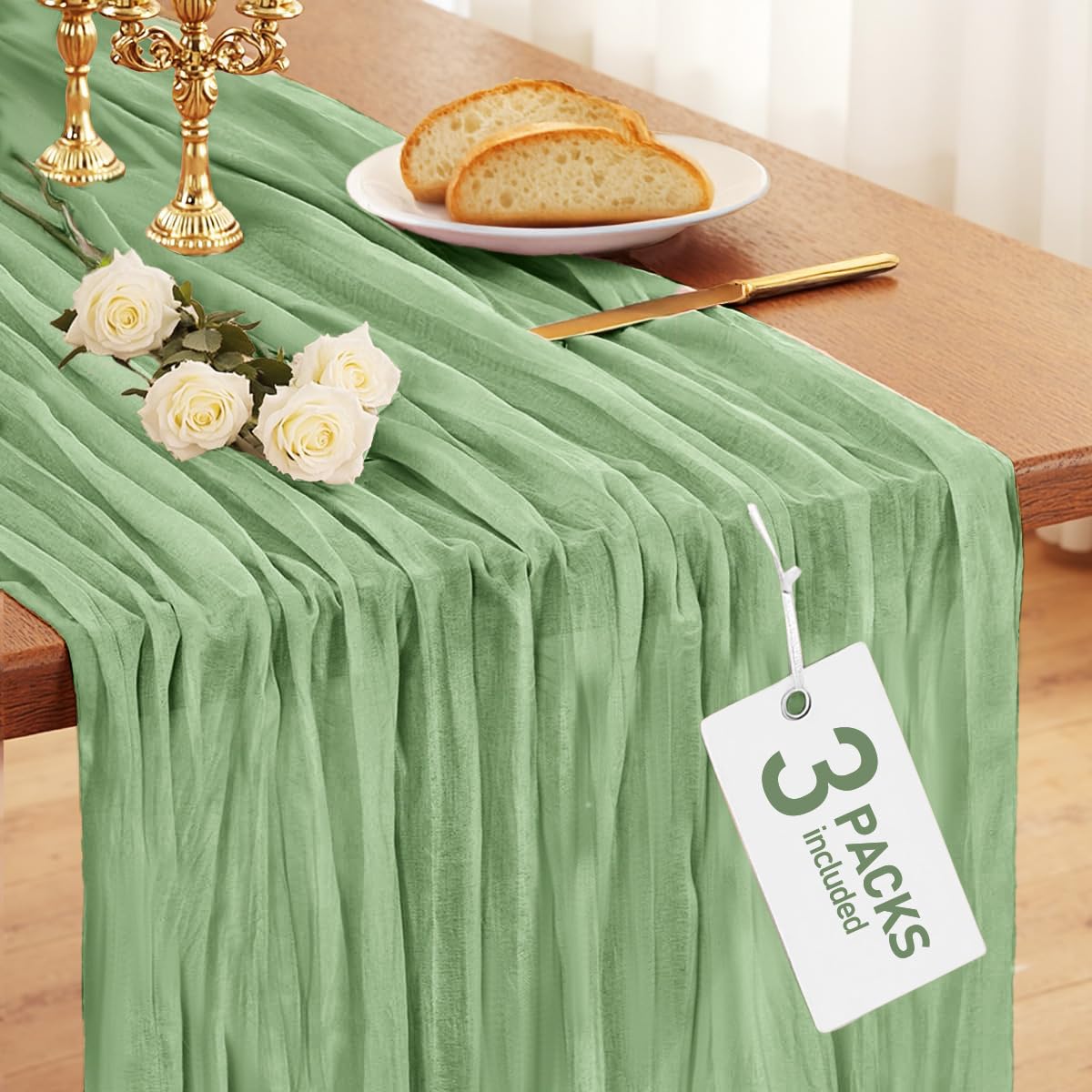 Pureegg 2-Pack Cheese Cloths Table Runner, 120'' Boho Table Cloth Decorations for Party, Baby Shower, Wedding and Farmhouse, Fabric Room Decor, Dusty Pink