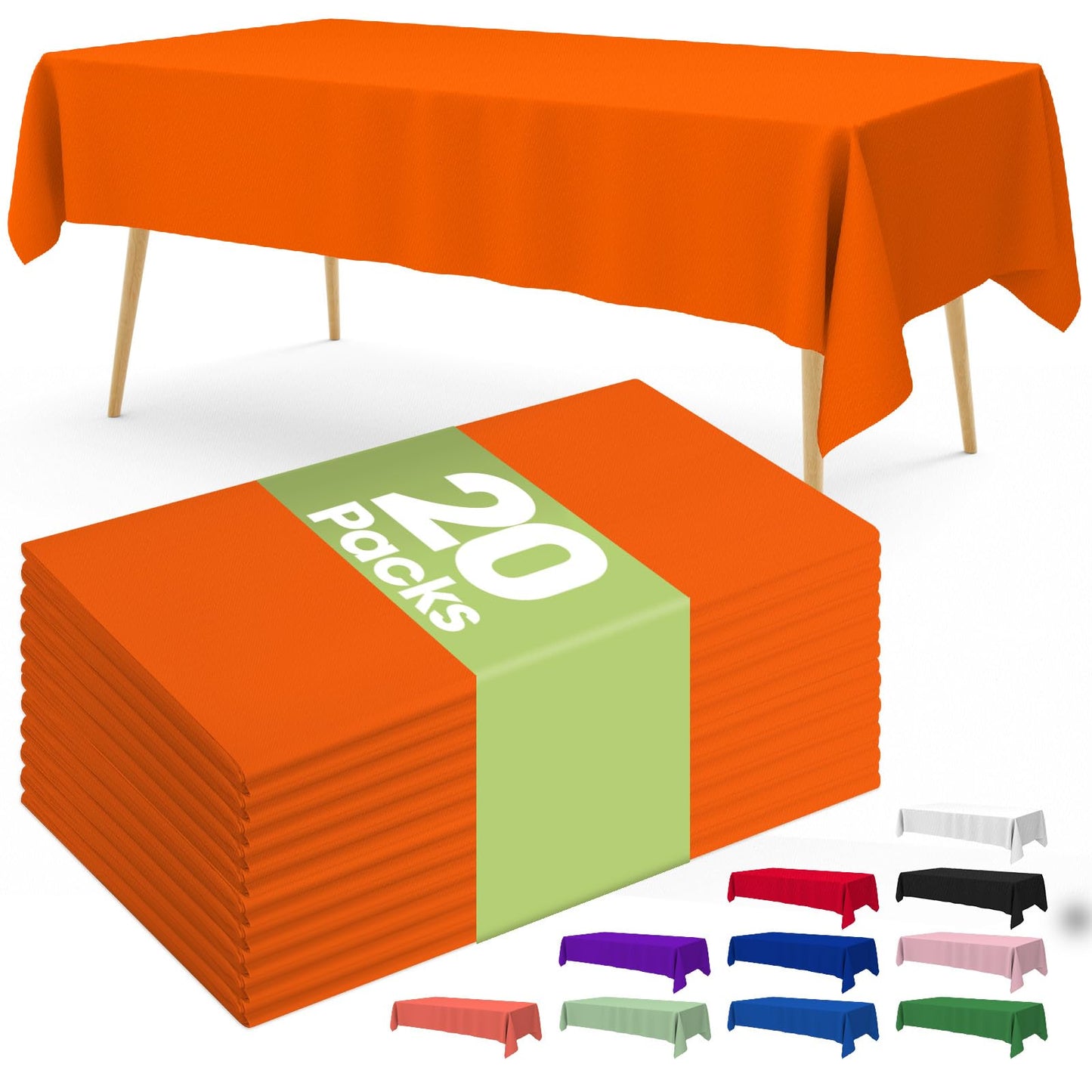 Pureegg Plastic Table Cloth Disposable 20 Pack, 54 x 108 Inch Table Cloths, Party, Picnic, Wedding, Decorative Tablecloths, Rectangle, White Plastic Cover, Leakproof & Sturdy, White
