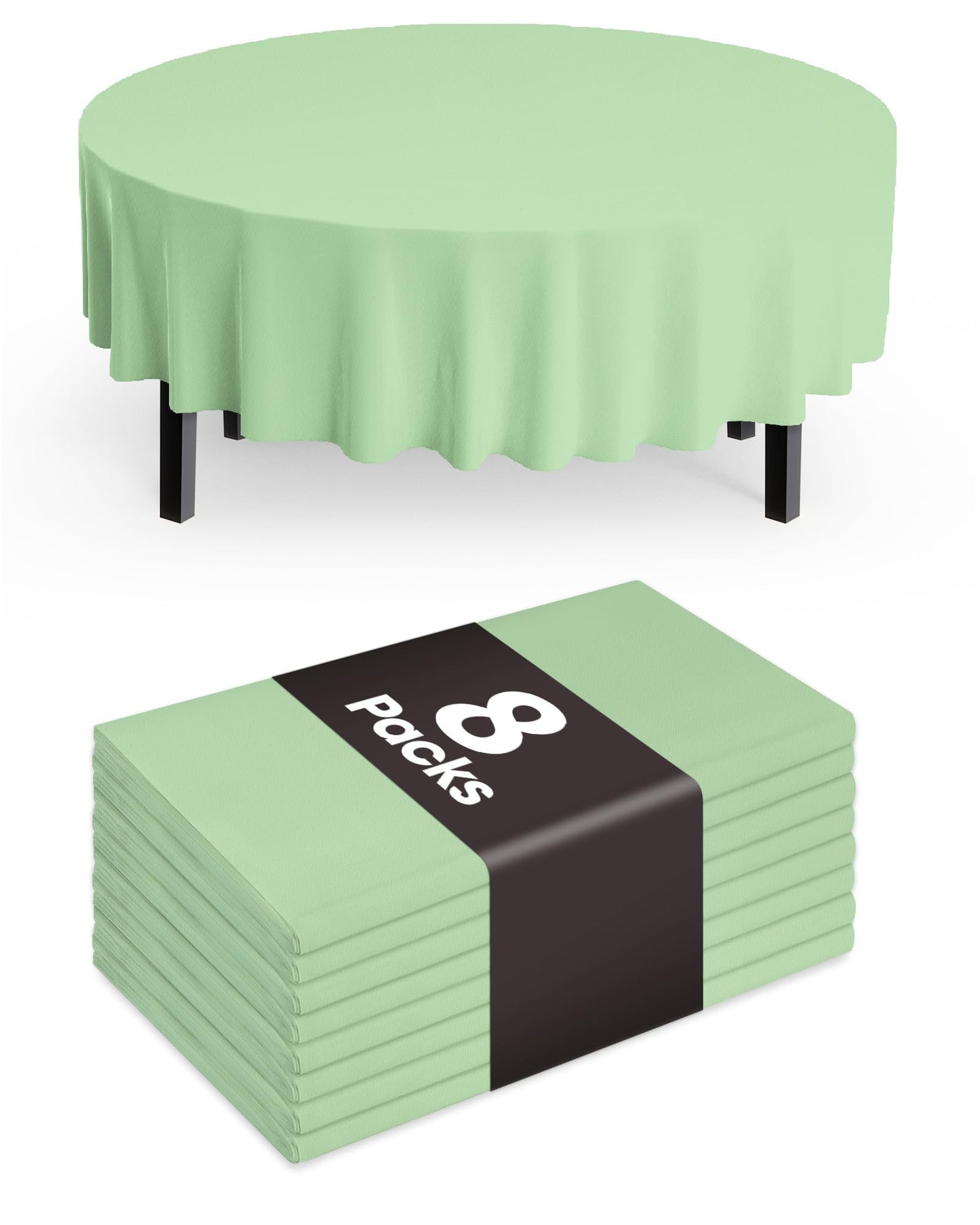 Pureegg Plastic Table Cloth Disposable 8 Pack, 54 x 108 Inch Table Cloths, Party, Picnic, Wedding, Decorative Tablecloths, Rectangle, White Plastic Cover, Leakproof & Sturdy, White