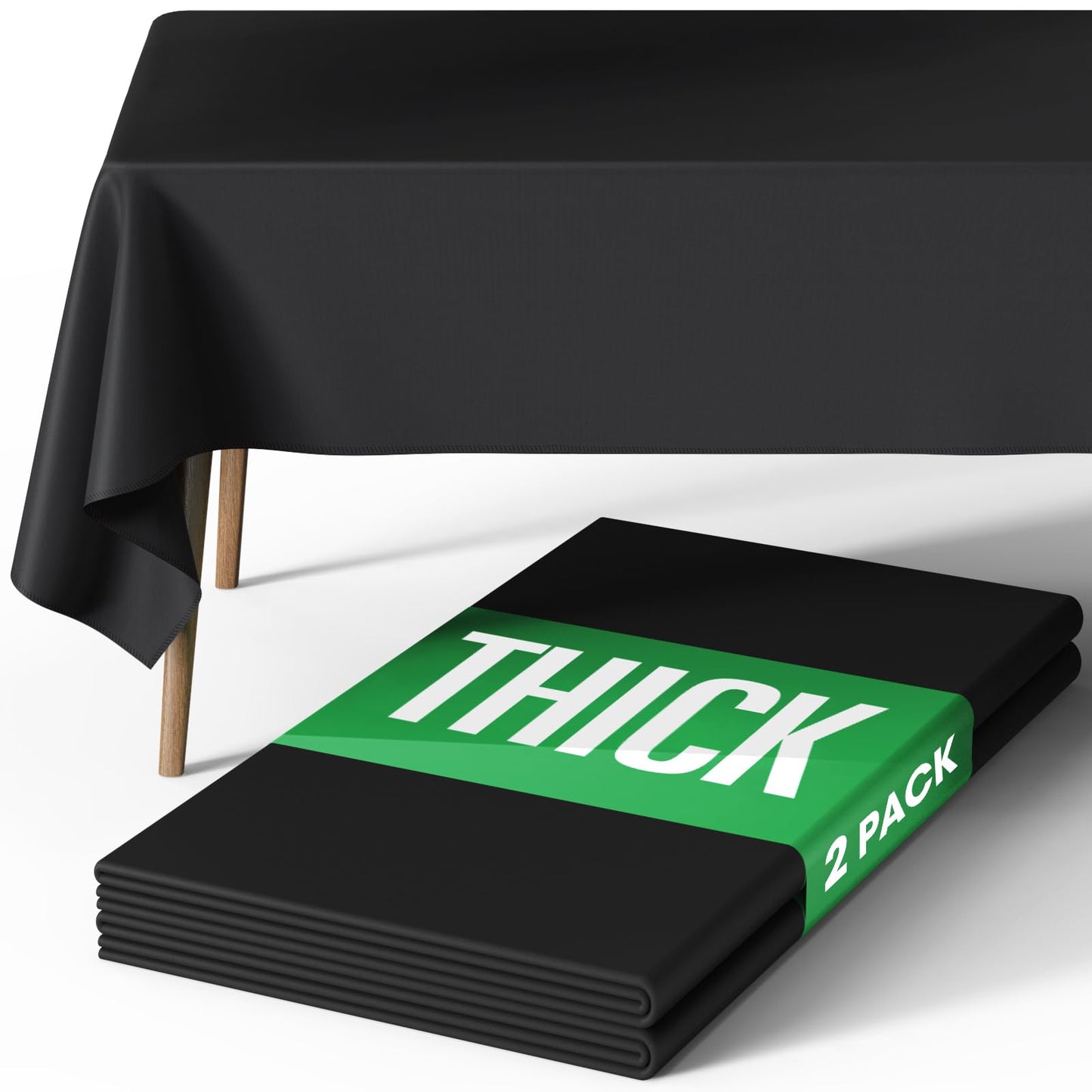 Pureegg Rectangle Table Cloth 60" x 84" – Durable Polyester Tablecloth Offers Reusable & Washable Protection, Ideal for Outdoor Party, Picnic, Wedding, Banquet and Birthday, 1 Pack, Black