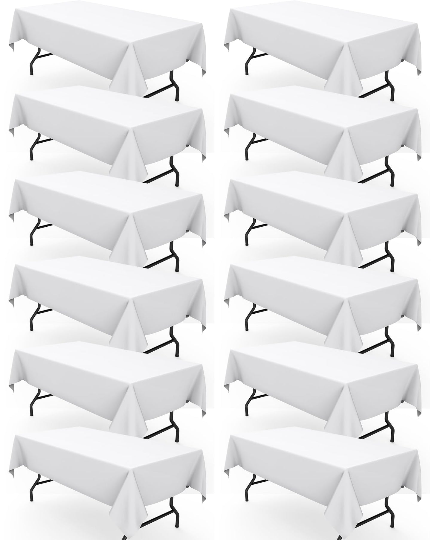 Pureegg Rectangle Table Cloth 60" x 102" – Durable Polyester Tablecloth Offers Reusable & Washable Protection, Ideal for Outdoor Party, Picnic, Wedding, Banquet and Birthday, 2 Pack, White