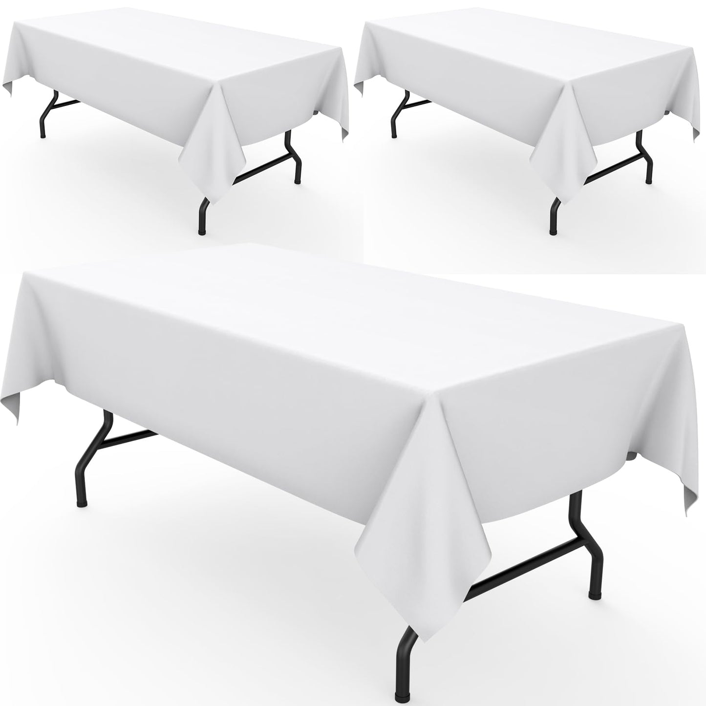 Pureegg Rectangle Table Cloth 60" x 102" – Durable Polyester Tablecloth Offers Reusable & Washable Protection, Ideal for Outdoor Party, Picnic, Wedding, Banquet and Birthday, 2 Pack, White