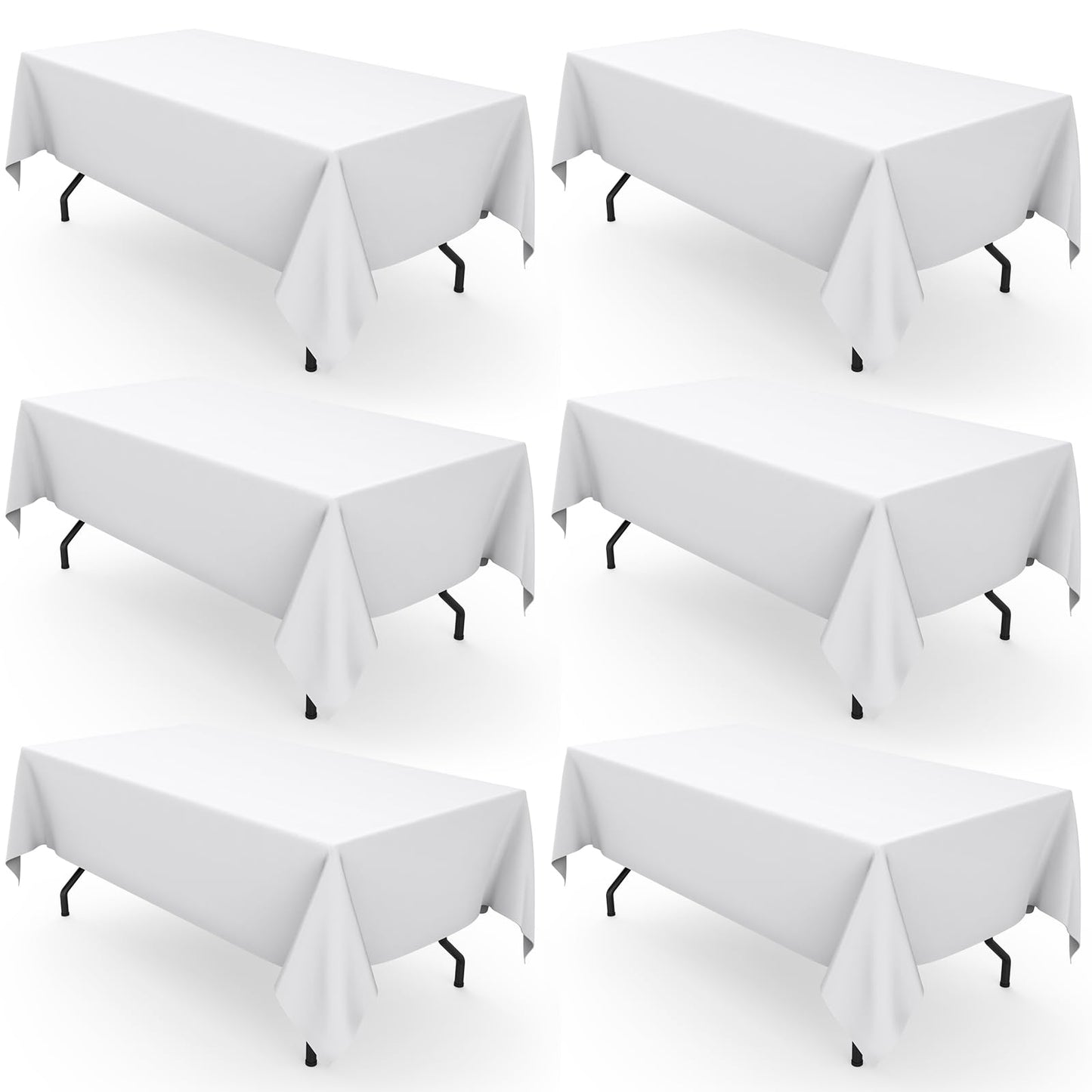 Pureegg Rectangle Table Cloth 60" x 102" – Durable Polyester Tablecloth Offers Reusable & Washable Protection, Ideal for Outdoor Party, Picnic, Wedding, Banquet and Birthday, 2 Pack, White