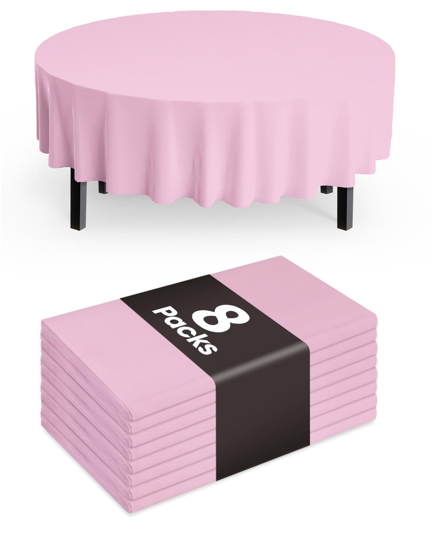 Pureegg Plastic Table Cloth Disposable 8 Pack, 54 x 108 Inch Table Cloths, Party, Picnic, Wedding, Decorative Tablecloths, Rectangle, White Plastic Cover, Leakproof & Sturdy, White