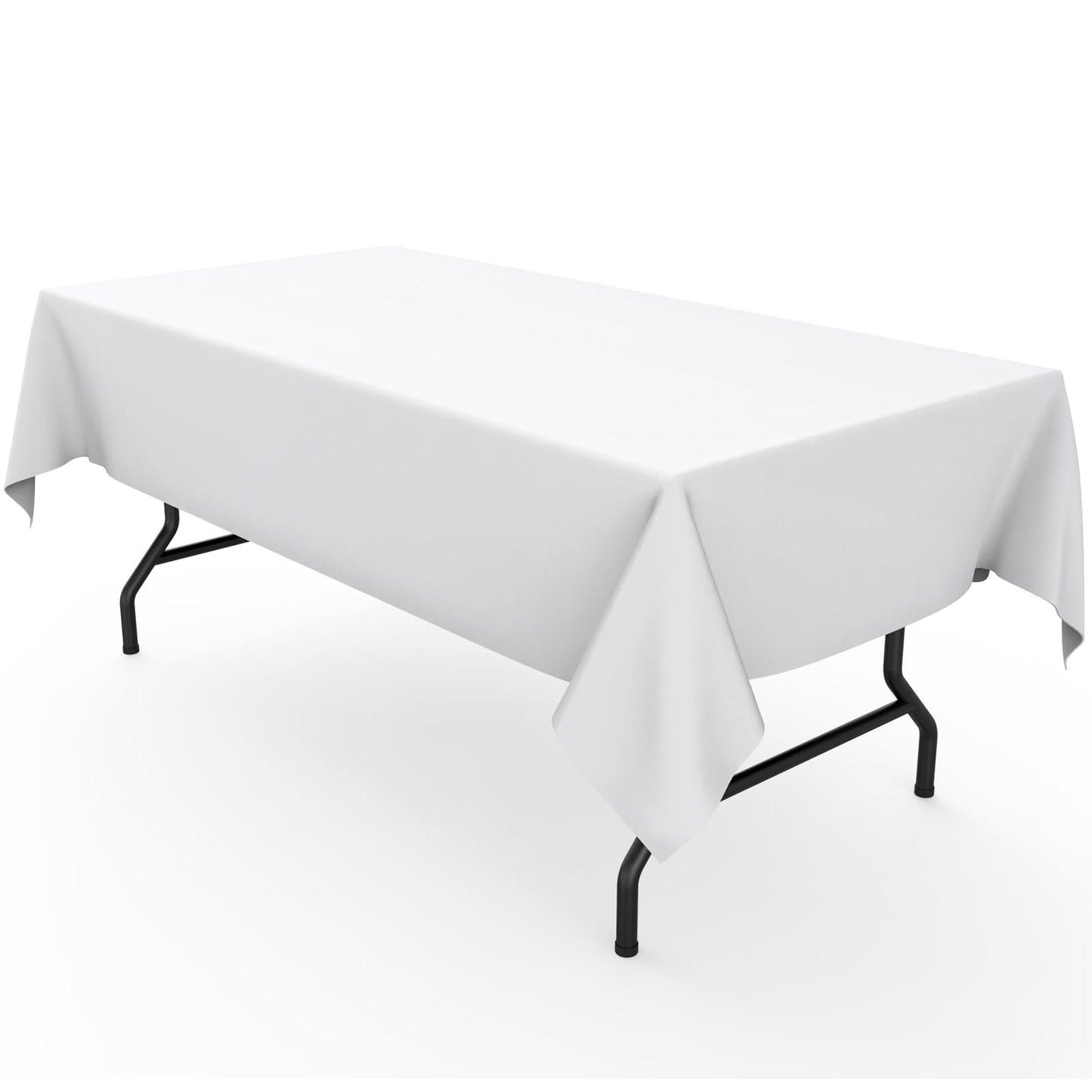 Pureegg Rectangle Table Cloth 60" x 102" – Durable Polyester Tablecloth Offers Reusable & Washable Protection, Ideal for Outdoor Party, Picnic, Wedding, Banquet and Birthday, 2 Pack, White
