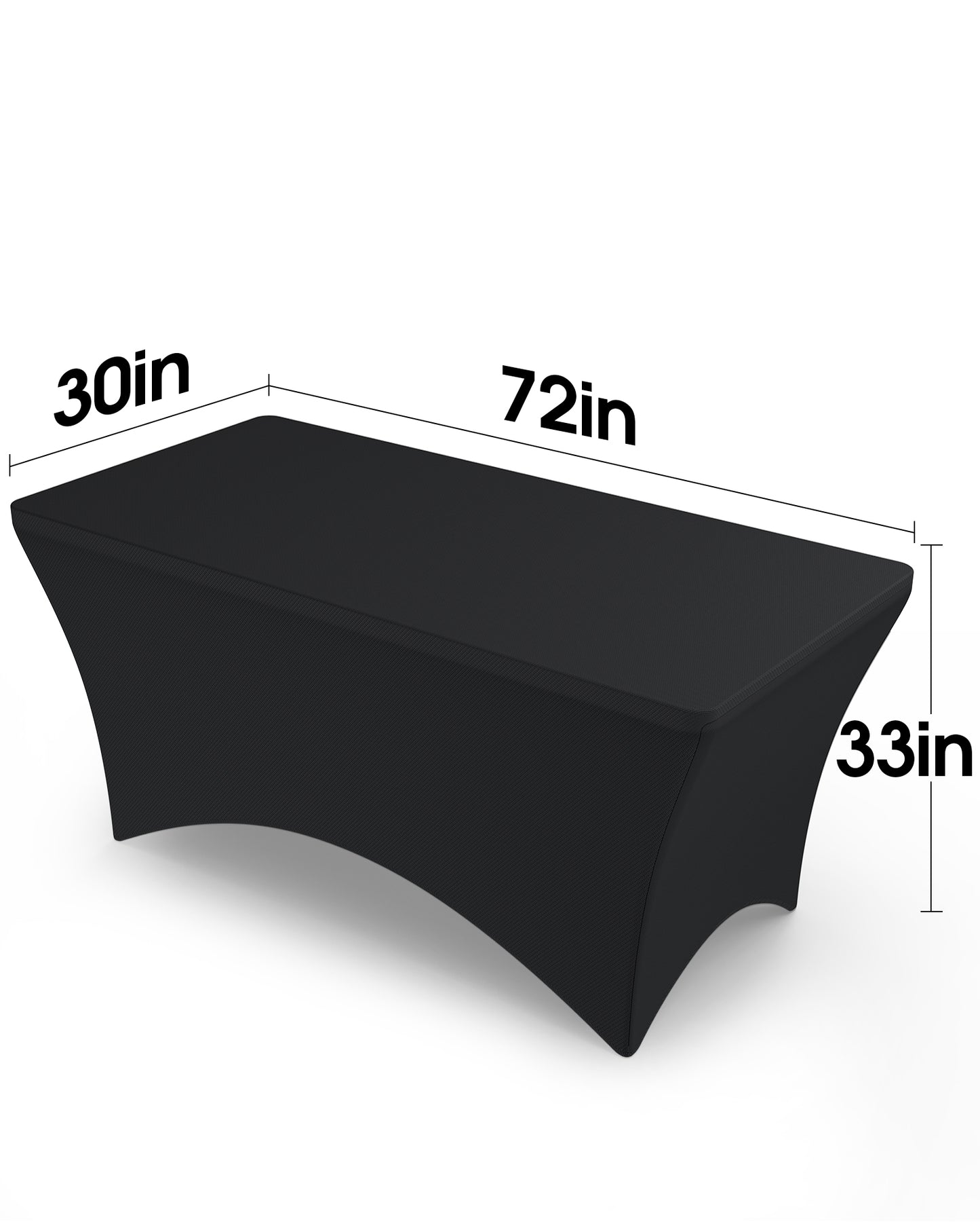 Pureegg Spandex Tablecloth 6ft - 2 Pack, Fitted and Tight Table Cloth for Rectangle Table, Wrinkle-Free and Stretch Table Cover for Party, Wedding, Black, 72 x 30 x 33 Inch