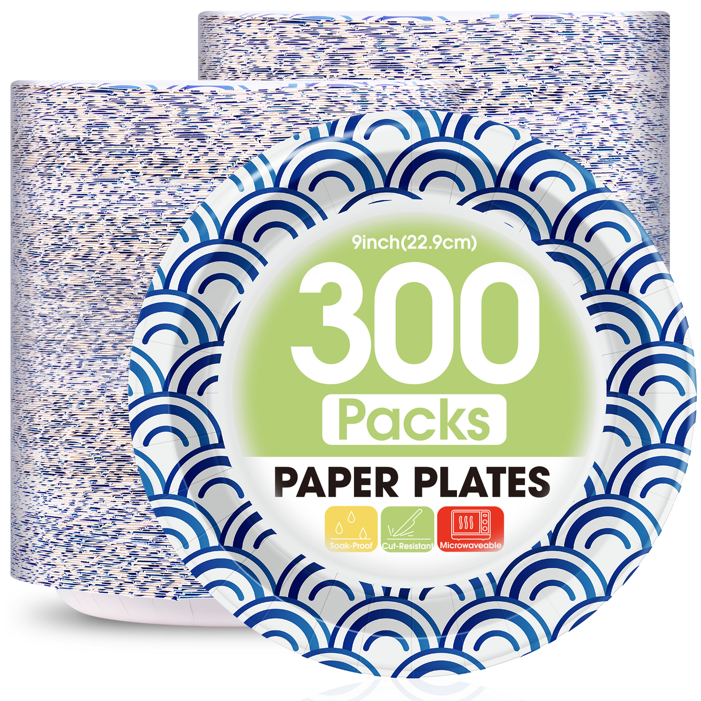 Pureegg Paper Plates 9 inch - 150 Packs, 100% Compostable & Disposable Plates, Heavy Duty Paper Plates for Dinner or Lunch, Sturdy Dinner Plates, Sugarcane Fiber Party Plates, White Paper Plates