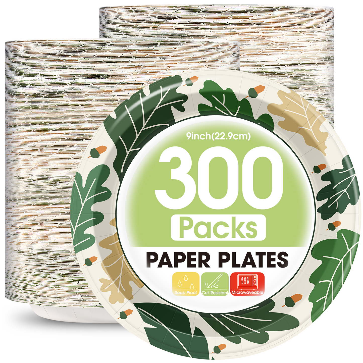Pureegg Paper Plates 9 inch - 150 Packs, 100% Compostable & Disposable Plates, Heavy Duty Paper Plates for Dinner or Lunch, Sturdy Dinner Plates, Sugarcane Fiber Party Plates, White Paper Plates