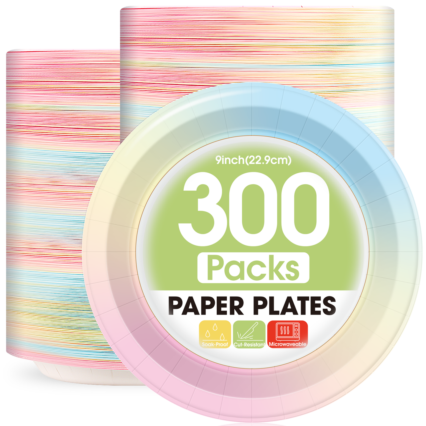 Pureegg Paper Plates 9 inch - 150 Packs, 100% Compostable & Disposable Plates, Heavy Duty Paper Plates for Dinner or Lunch, Sturdy Dinner Plates, Sugarcane Fiber Party Plates, White Paper Plates