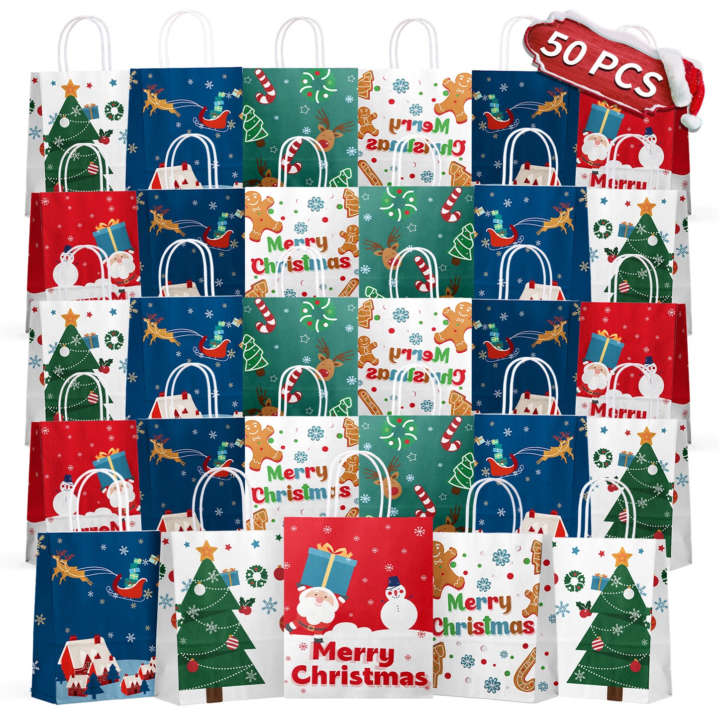 Pureegg Christmas gife bags 50 Pack,White