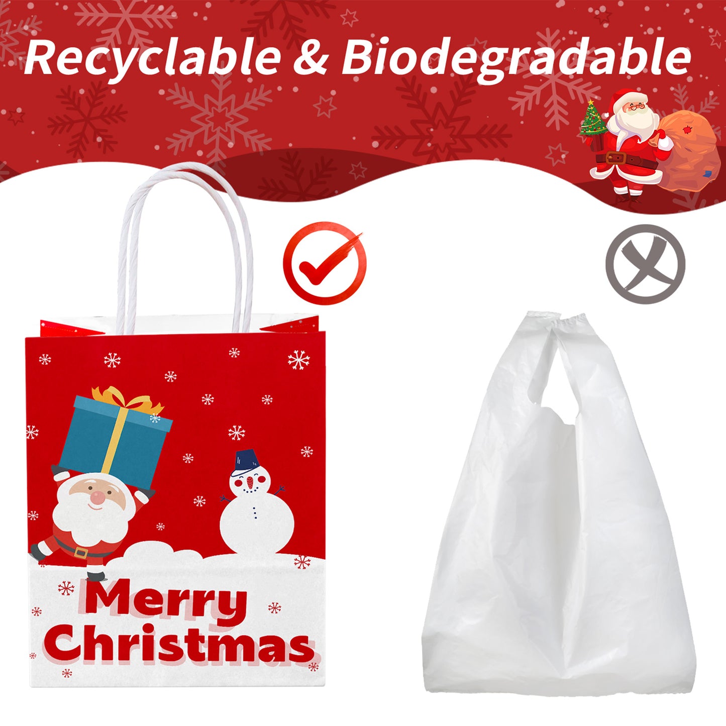Pureegg Christmas gife bags 50 Pack,White