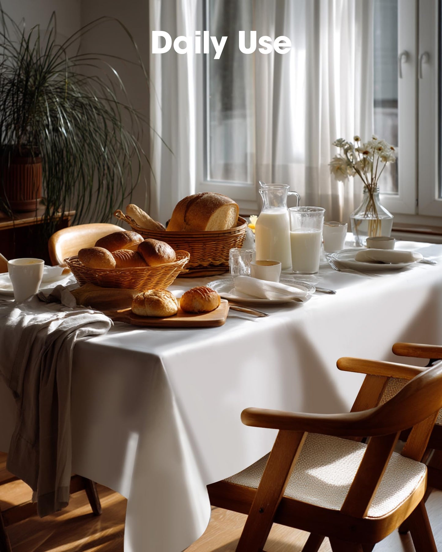 Pureegg Plastic Table Cloth 10 Pack, 54 x 108 Inch Disposable Table Cloths for Party, Picnic and Wedding, Rectangle, White