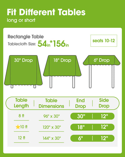 Pureegg Plastic Table Cloth 10 Pack, 54 x 108 Inch Disposable Table Cloths for Party, Picnic and Wedding, Rectangle