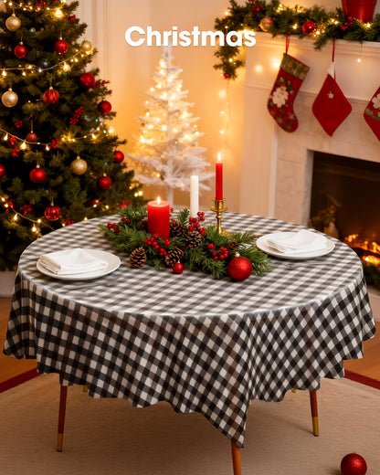 Pureegg Plastic Table Cloth Disposable 10 Pack, 84'' Round Table Cloths, Party, Picnic, Wedding, Decorative Tablecloths, Round, White Plastic Cover, Leakproof & Sturdy