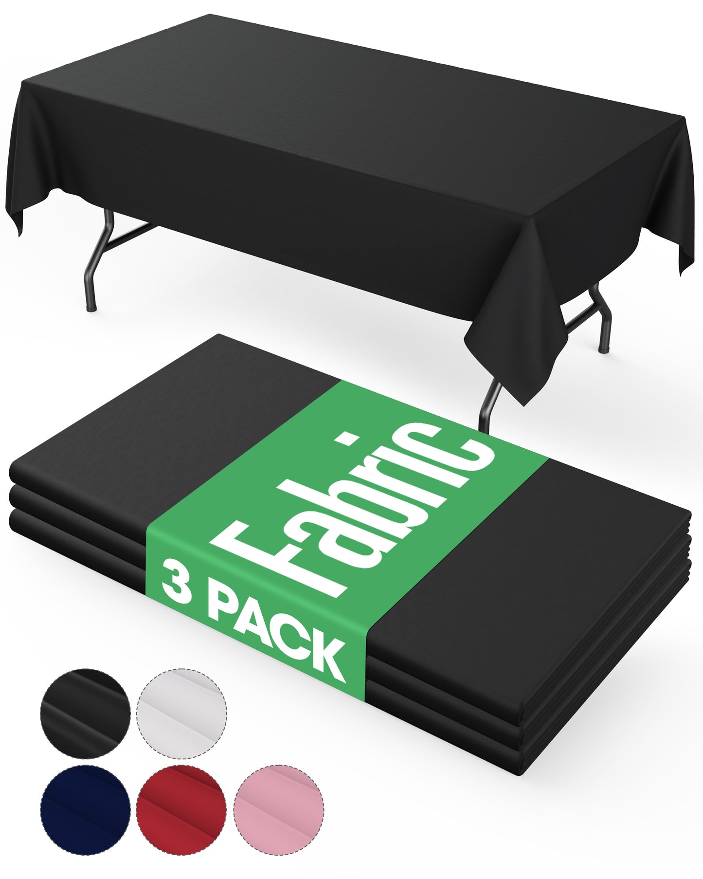 Pureegg Table Cloth - Reusable Polyester Table Cloth for Rectangle Table, 60"x102" Washable Black Tablecloth, Decorative Fabric Table Cover for Dining, Wedding, Restaurant, Party, Black, 2 Pack
