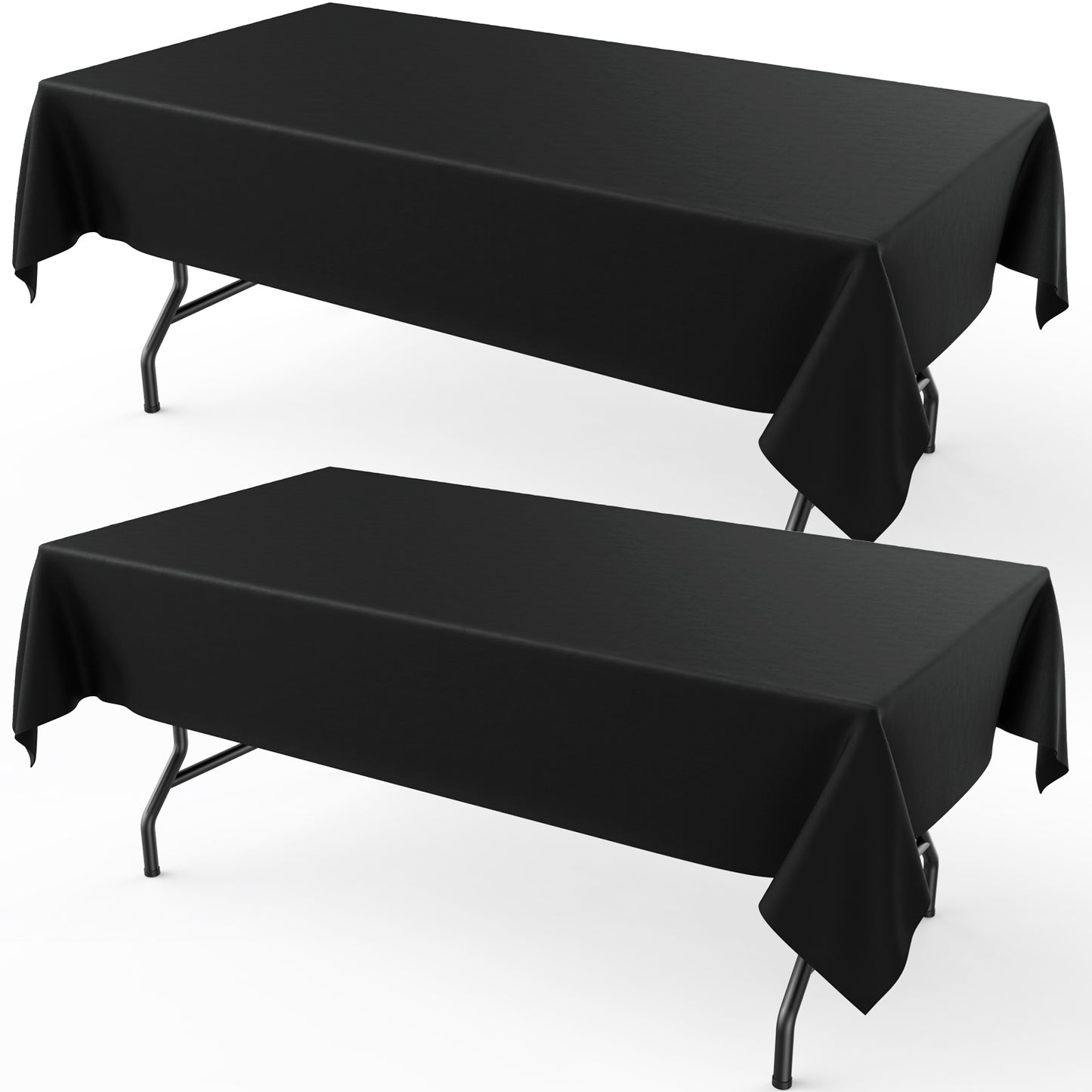 Pureegg Table Cloth - Reusable Polyester Table Cloth for Rectangle Table, 60"x102" Washable Black Tablecloth, Decorative Fabric Table Cover for Dining, Wedding, Restaurant, Party, Black, 2 Pack