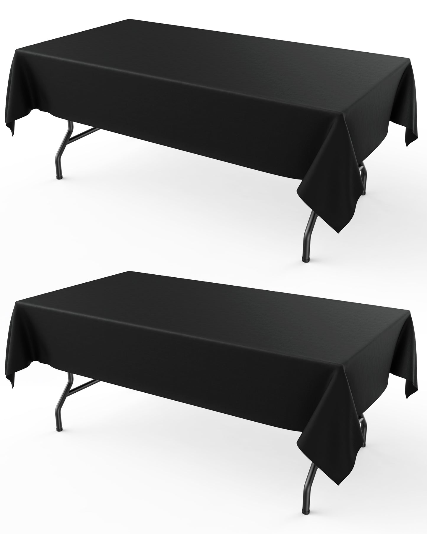 Pureegg Table Cloth - Reusable Polyester Table Cloth for Rectangle Table, 60"x102" Washable Black Tablecloth, Decorative Fabric Table Cover for Dining, Wedding, Restaurant, Party, Black, 2 Pack