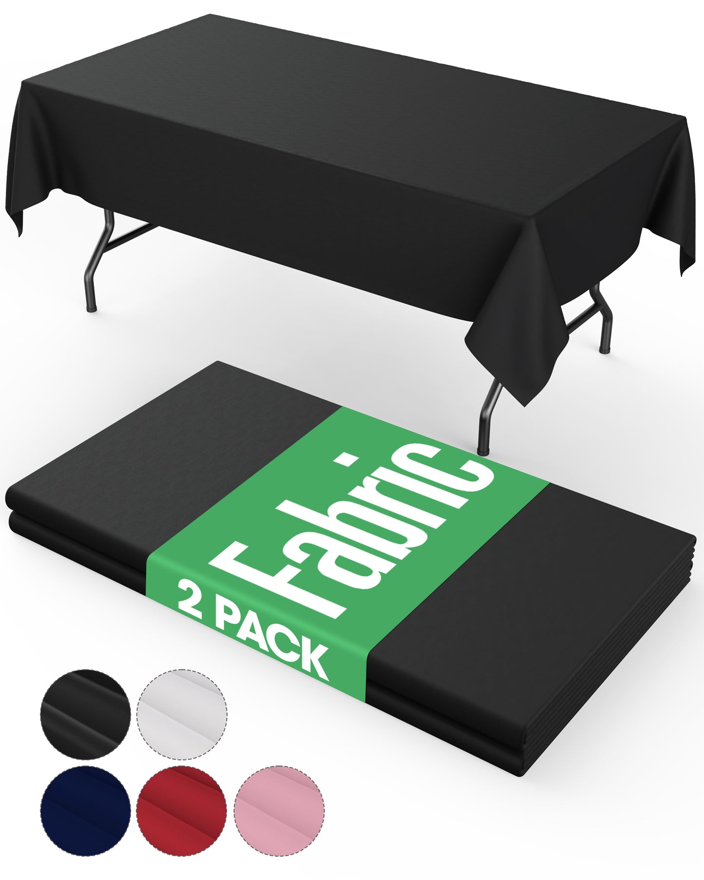 Pureegg Table Cloth - Reusable Polyester Table Cloth for Rectangle Table, 60"x102" Washable Black Tablecloth, Decorative Fabric Table Cover for Dining, Wedding, Restaurant, Party, Black, 2 Pack