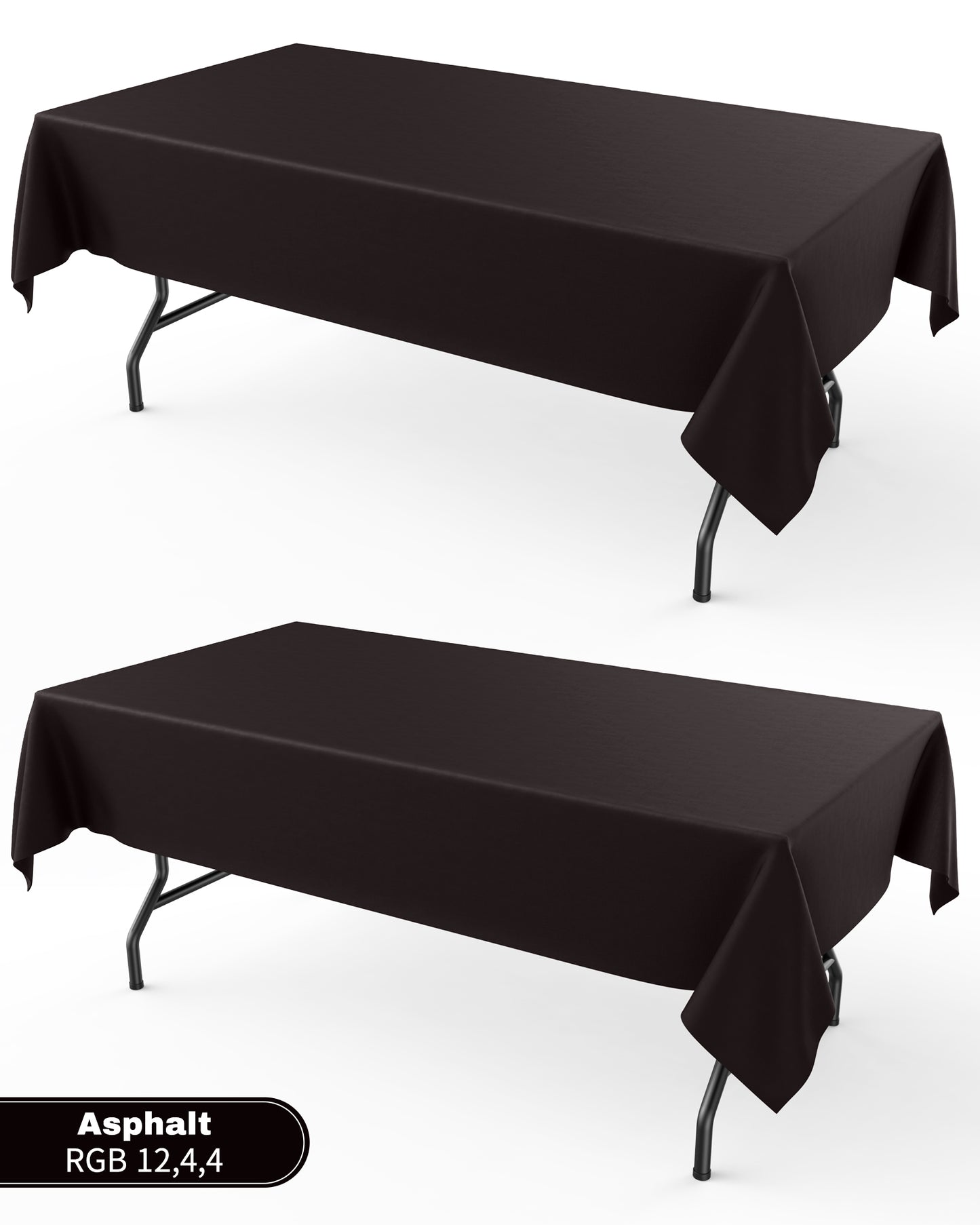 Pureegg Table Cloth - Reusable Polyester Table Cloth for Rectangle Table, 60"x102" Washable Black Tablecloth, Decorative Fabric Table Cover for Dining, Wedding, Restaurant, Party, Black, 2 Pack