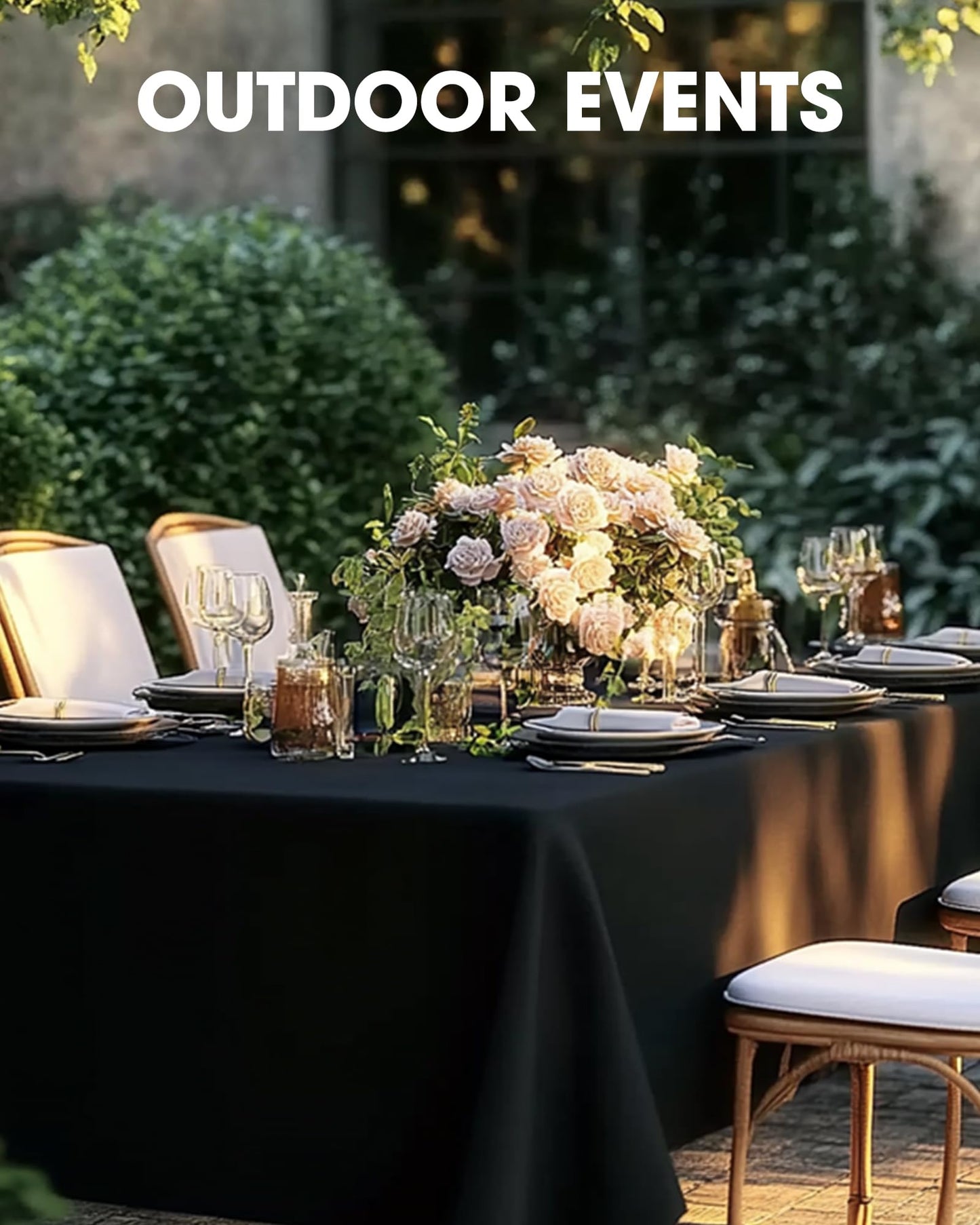 Pureegg Rectangle Table Cloth 60" x 102" – Durable Polyester Tablecloth Offers Reusable & Washable Protection, Ideal for Outdoor Party, Picnic, Wedding, Banquet and Birthday, 2 Pack, Black