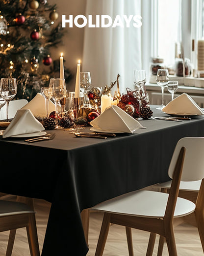 Pureegg Rectangle Table Cloth 60" x 102" – Durable Polyester Tablecloth Offers Reusable & Washable Protection, Ideal for Outdoor Party, Picnic, Wedding, Banquet and Birthday, 2 Pack, Black