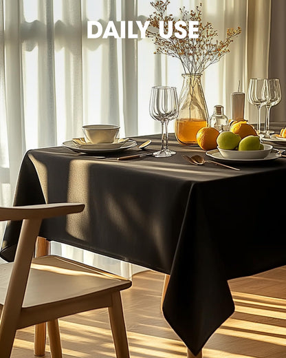 Pureegg Rectangle Table Cloth 60" x 102" – Durable Polyester Tablecloth Offers Reusable & Washable Protection, Ideal for Outdoor Party, Picnic, Wedding, Banquet and Birthday, 2 Pack, Black