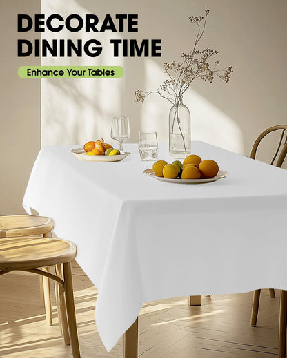 Pureegg Rectangle Table Cloth 60" x 102" – Durable Polyester Tablecloth Offers Reusable & Washable Protection, Ideal for Outdoor Party, Picnic, Wedding, Banquet and Birthday, 2 Pack, White