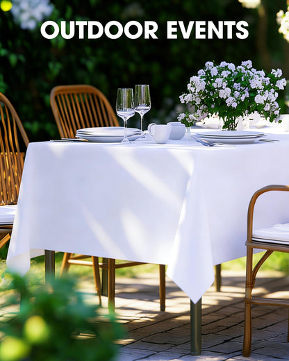 Pureegg Rectangle Table Cloth 60" x 102" – Durable Polyester Tablecloth Offers Reusable & Washable Protection, Ideal for Outdoor Party, Picnic, Wedding, Banquet and Birthday, 2 Pack, White