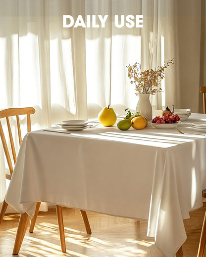 Pureegg Rectangle Table Cloth 60" x 102" – Durable Polyester Tablecloth Offers Reusable & Washable Protection, Ideal for Outdoor Party, Picnic, Wedding, Banquet and Birthday, 2 Pack, White