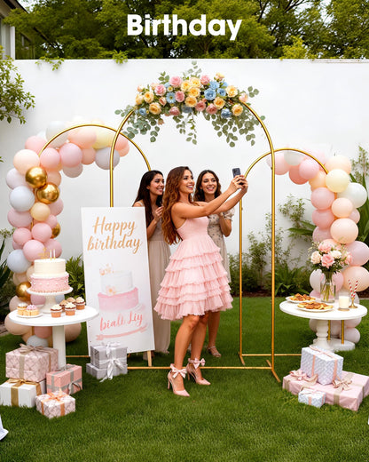 Pureegg Wedding Arch Backdrop Stand Set of 3 (7.2FT, 6.6FT, 6FT) - Stable Freestanding Gold Balloon Arch Stand, Easy Assembly & Reusable, Sturdy Metal Frame for Wedding, Baby Shower, Birthday