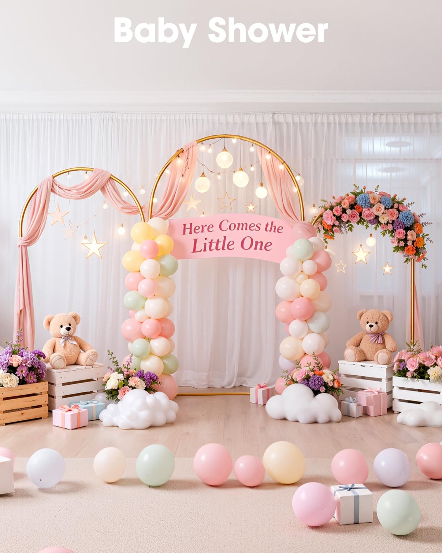 Pureegg Wedding Arch Backdrop Stand Set of 3 (7.2FT, 6.6FT, 6FT) - Stable Freestanding Gold Balloon Arch Stand, Easy Assembly & Reusable, Sturdy Metal Frame for Wedding, Baby Shower, Birthday