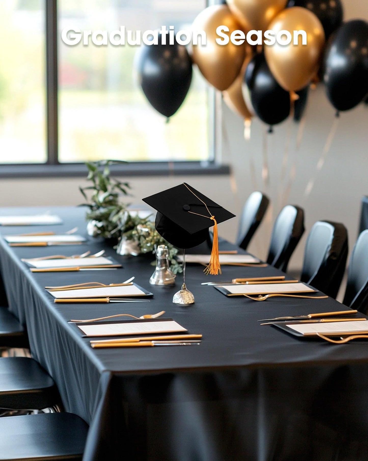 Pureegg Plastic Table Cloth Disposable 10 Pack, 54 x 108 Inch Table Cloths, Halloween Party Decorations, Summerween Decor, Halloween Tablecloths, Rectangle, Plastic Cover, Leakproof & Sturdy, Black