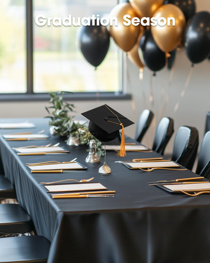 Pureegg Plastic Table Cloth Disposable 10 Pack, 54 x 108 Inch Table Cloths, Halloween Party Decorations, Summerween Decor, Halloween Tablecloths, Rectangle, Plastic Cover, Leakproof & Sturdy, Black