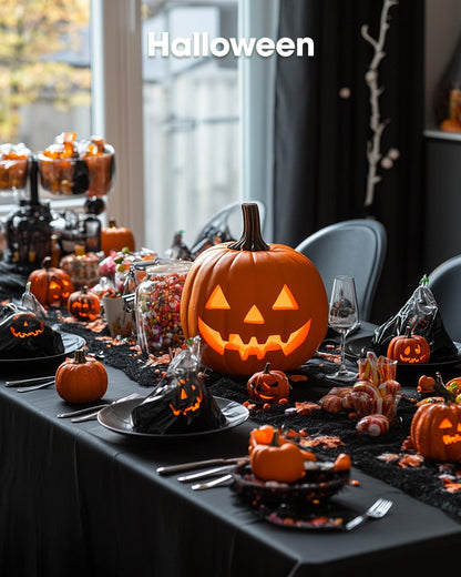 Pureegg Plastic Table Cloth Disposable 10 Pack, 54 x 108 Inch Table Cloths, Halloween Party Decorations, Summerween Decor, Halloween Tablecloths, Rectangle, Plastic Cover, Leakproof & Sturdy, Black