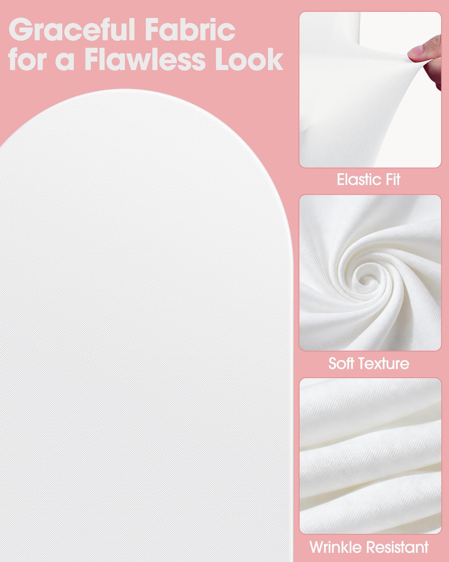 Pureegg Arch Backdrop Stand and Cover Set - 7.2FT Gold Metal Frame with White Fabric Cover, Easy-to-Assemble Wedding Arch Stand for Parties and Celebrations
