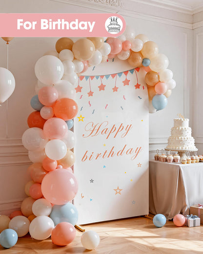 Pureegg Arch Backdrop Stand and Cover Set - 7.2FT Gold Metal Frame with White Fabric Cover, Easy-to-Assemble Wedding Arch Stand for Parties and Celebrations