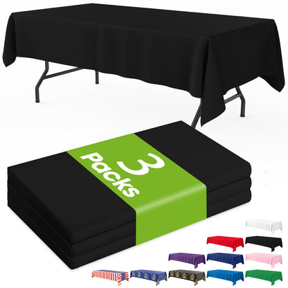 Pureegg Plastic Table Cloth Disposable 3 Pack, 54x108 Inch Rectangular Table Cloth, Leakproof Table Cover for Party, Picnic, US210-3