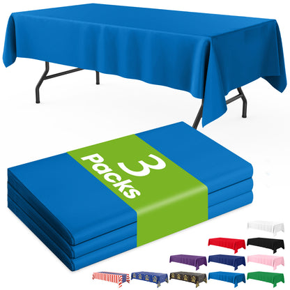 Pureegg Plastic Table Cloth Disposable 3 Pack, 54x108 Inch Rectangular Table Cloth, Leakproof Table Cover for Party, Picnic, US210-3