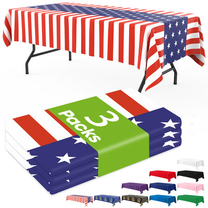 Pureegg Plastic Table Cloth Disposable 3 Pack, 54x108 Inch Rectangular Table Cloth, Leakproof Table Cover for Party, Picnic, US210-3