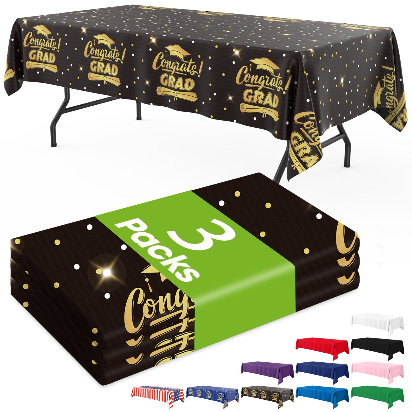 Pureegg Plastic Table Cloth Disposable 3 Pack, 54x108 Inch Rectangular Table Cloth, Leakproof Table Cover for Party, Picnic, US210-3