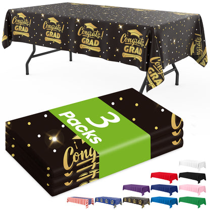 Pureegg Plastic Table Cloth Disposable 3 Pack, 54x108 Inch Rectangular Table Cloth, Leakproof Table Cover for Party, Picnic, US210-3