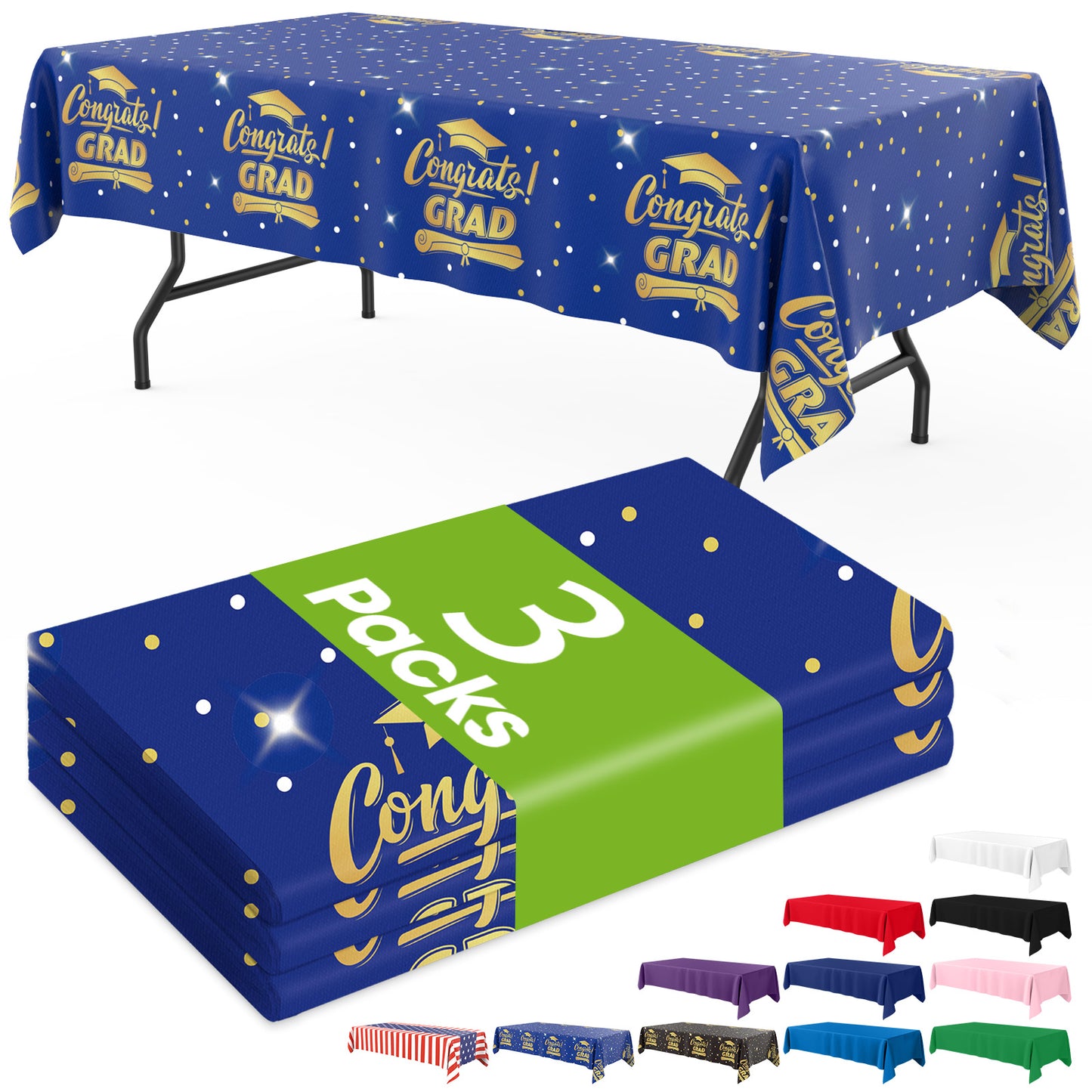Pureegg Plastic Table Cloth Disposable 3 Pack, 54x108 Inch Rectangular Table Cloth, Leakproof Table Cover for Party, Picnic, US210-3