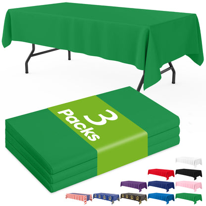 Pureegg Plastic Table Cloth Disposable 3 Pack, 54x108 Inch Rectangular Table Cloth, Leakproof Table Cover for Party, Picnic, US210-3