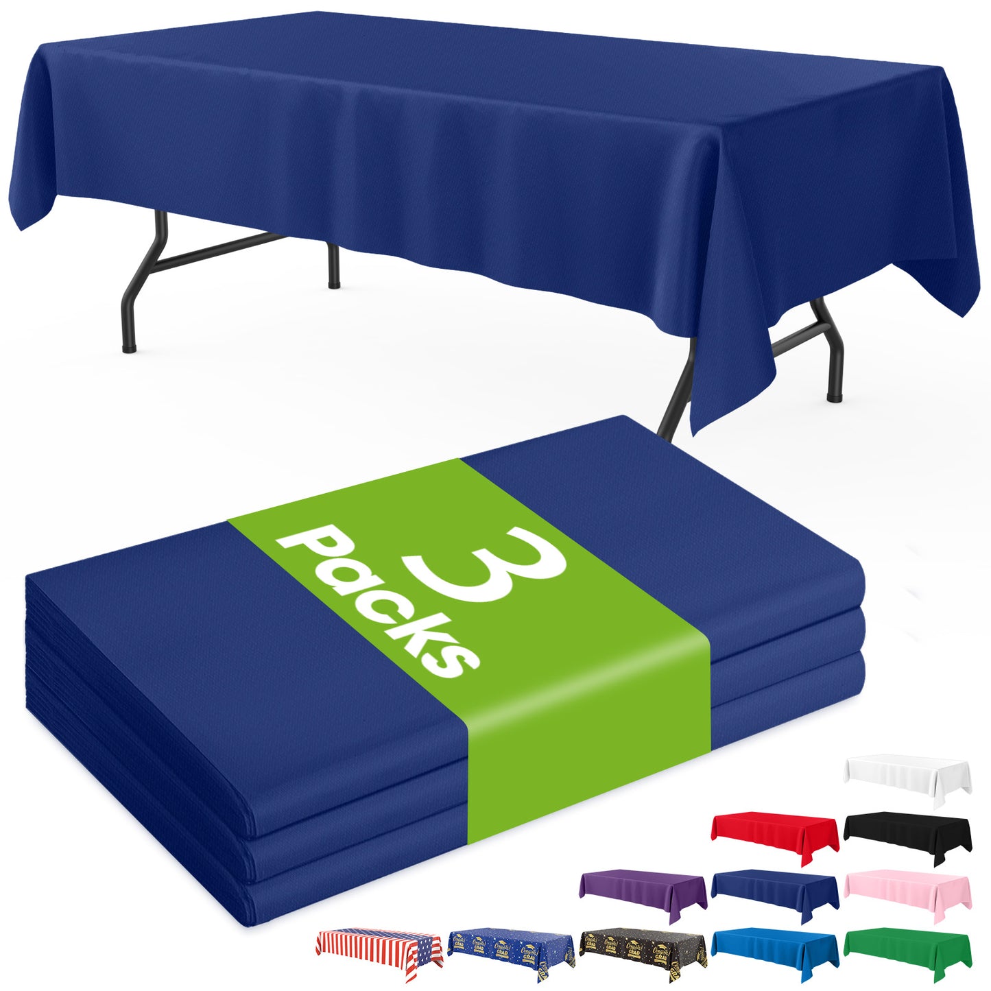 Pureegg Plastic Table Cloth Disposable 3 Pack, 54x108 Inch Rectangular Table Cloth, Leakproof Table Cover for Party, Picnic, US210-3