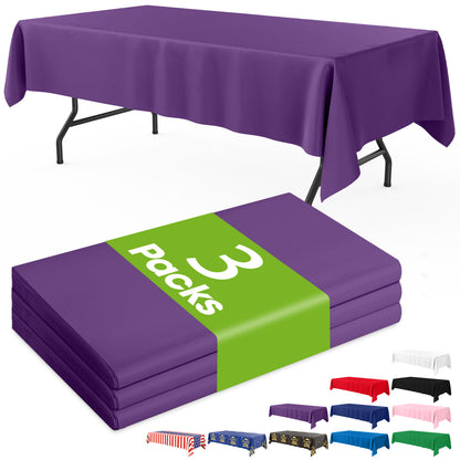 Pureegg Plastic Table Cloth Disposable 3 Pack, 54x108 Inch Rectangular Table Cloth, Leakproof Table Cover for Party, Picnic, US210-3